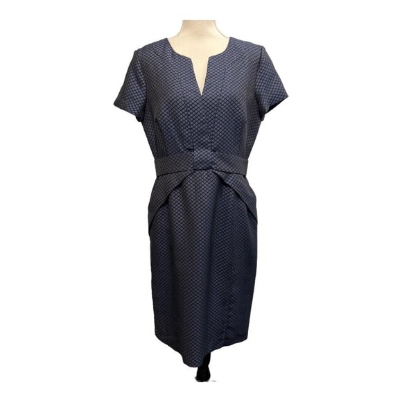 NUE by Shania‎ Womens 10 Blue Label Fit & Flare Midi Dress Black Blue Polka Dot - Picture 1 of 11